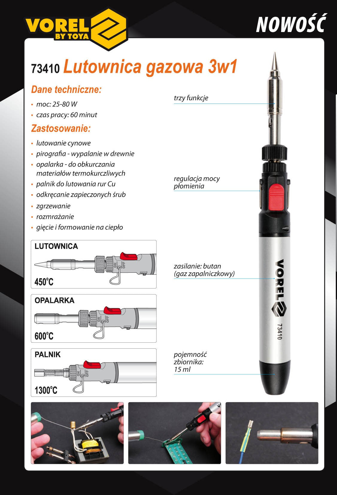 Dujinis lituoklis 25-80W, 1300°C (73410)