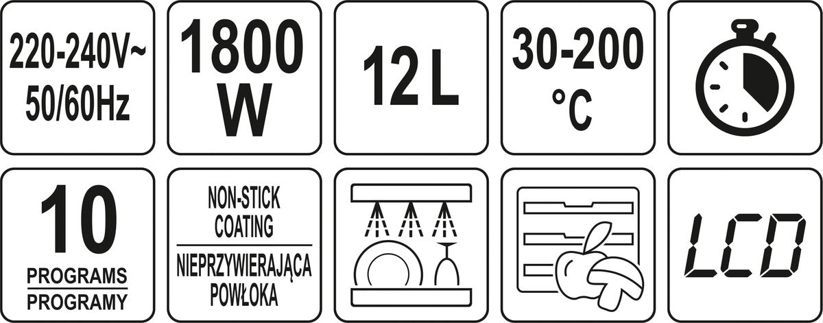 Daugiafunkcinė orkaitė / gruzdintuvė / fritiūrinė | 12 litrų | 1800W (67590)