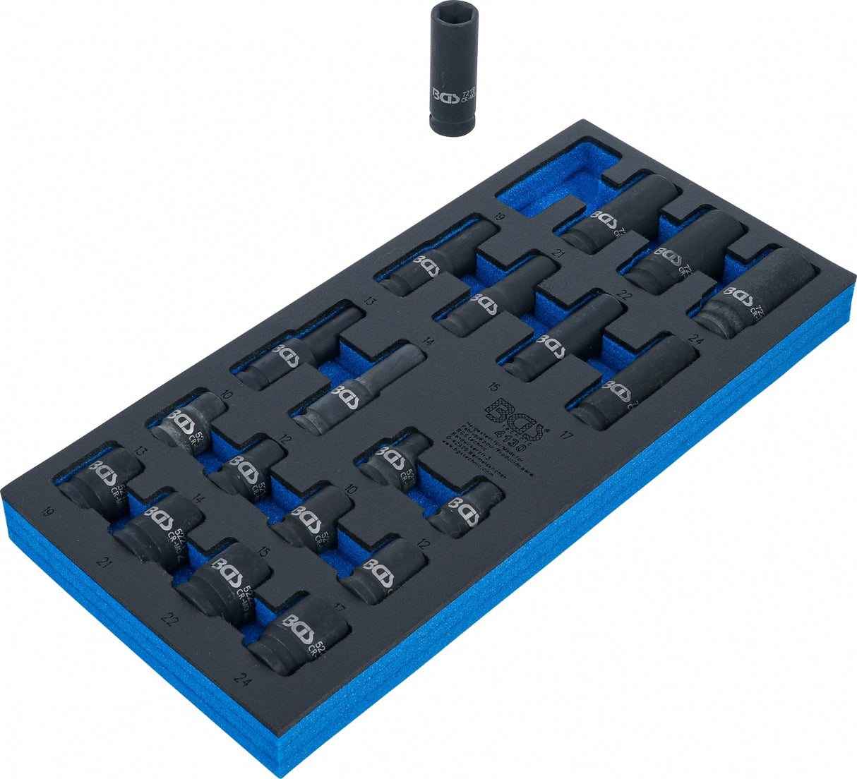 Įrankių dėklas 1/3: smūginės galvutės šešiakampės | 12,5 mm (1/2") | 10 - 24 mm | 20 vnt. (4130)