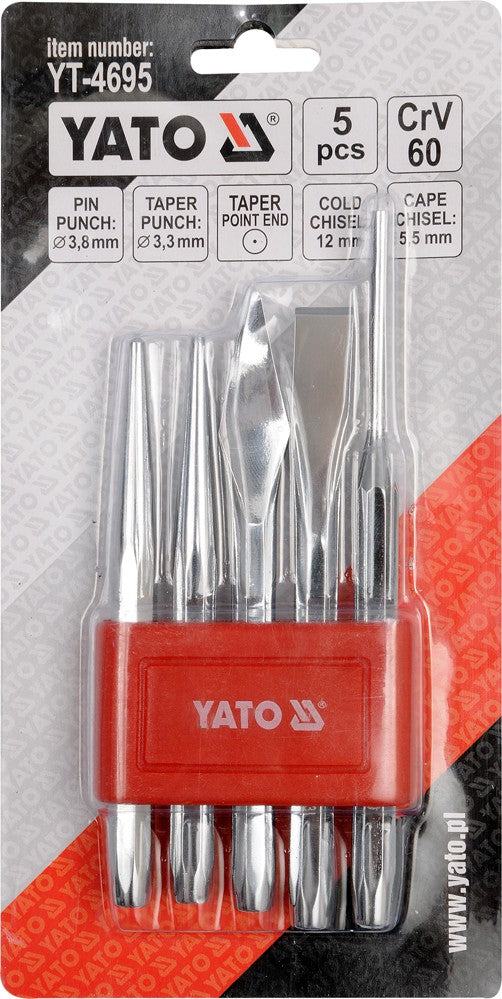 Kaltų ir išmušėjų rinkinys | 5 vnt. (YT-4695)