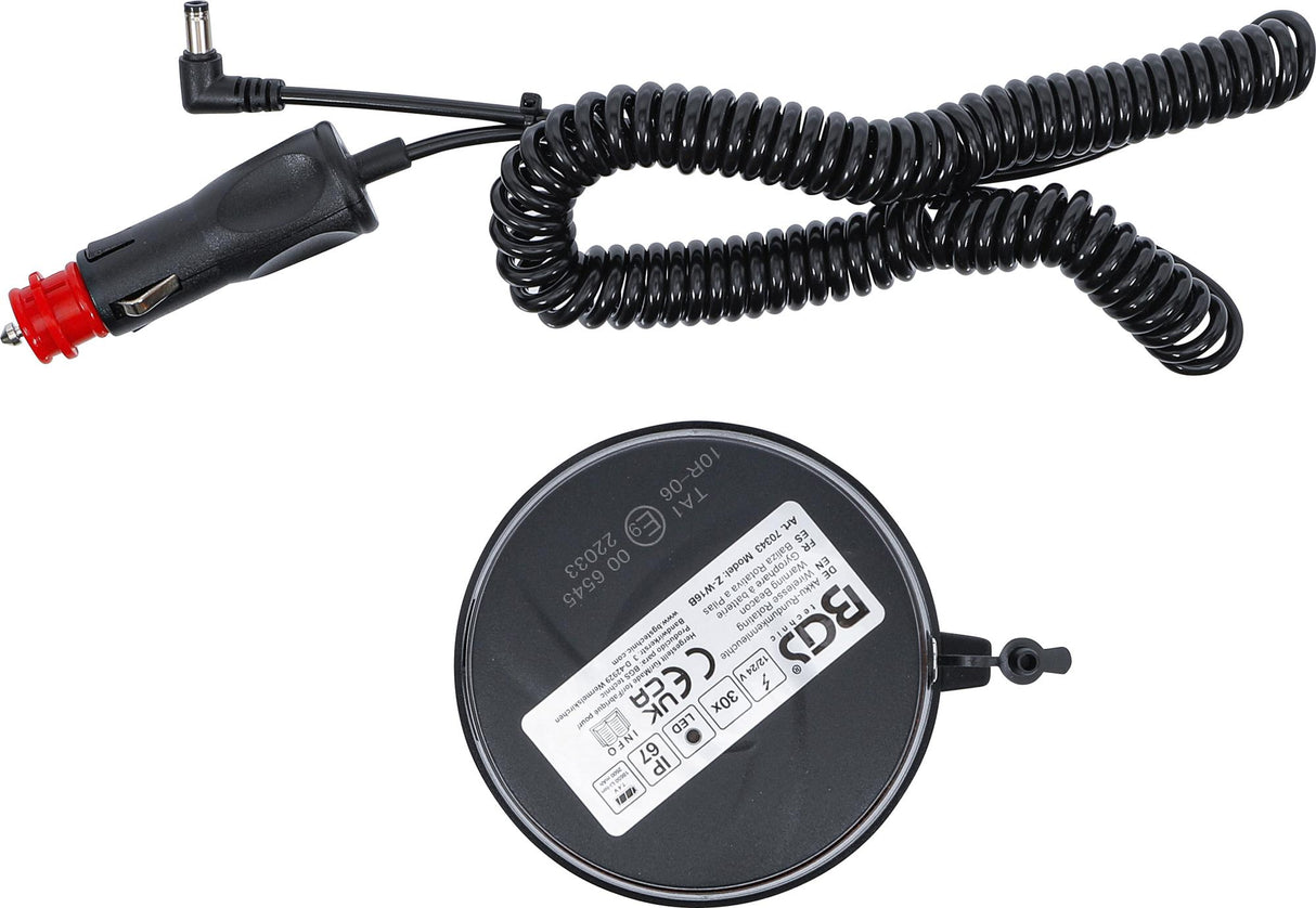 Belaidis besisukantis įspėjamasis švyturėlis | geltonas | su magnetu | 12 V / 24 V | Ø 130 mm (70343)
