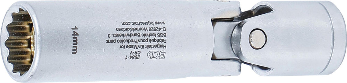 Šarnyrinė galvutė žvakėms 12 kampų | 10 mm (3/8") | 14 mm (2984-1)