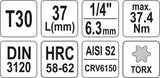 Бита впрессованная в головку | 6.3 mm (1/4") | T-Star (Torx) T30