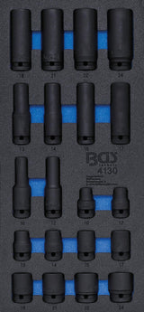 Įrankių dėklas 1/3: smūginės galvutės šešiakampės | 12,5 mm (1/2") | 10 - 24 mm | 20 vnt. (4130)