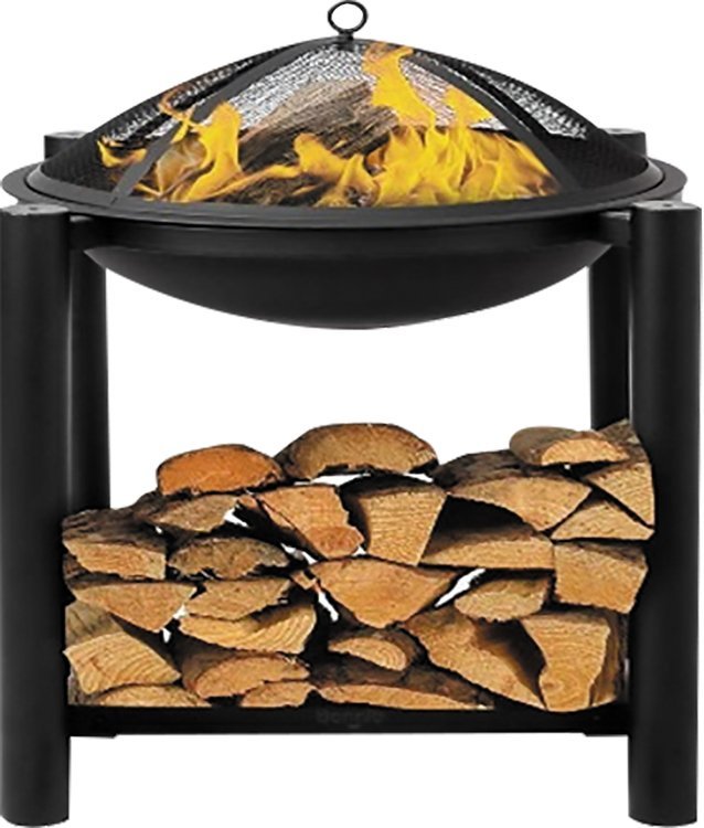 Plieninė krosnelė | grotelės | su malkų dėtuve | 50 cm (99713)