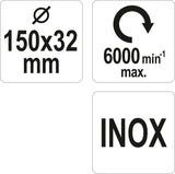 Vielinis diskinis šepetys | nerūdijantis plienas | INOX | ⌀32 / 150 mm (YT-47554)