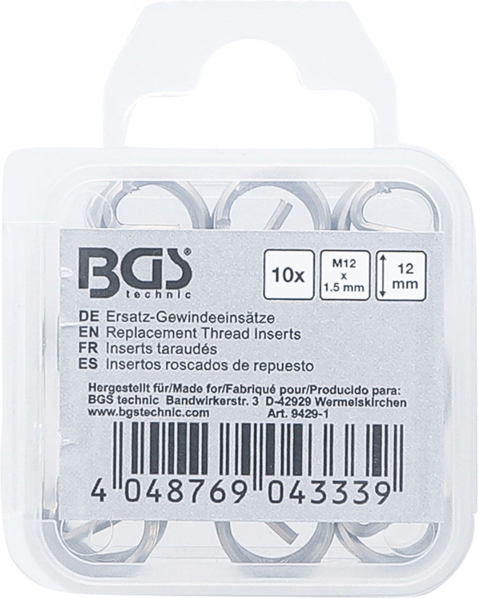 Vieliniai indėklai sriegiui | Helikoliai | M12 x 1,5 mm | 10 vnt. (9429-1)