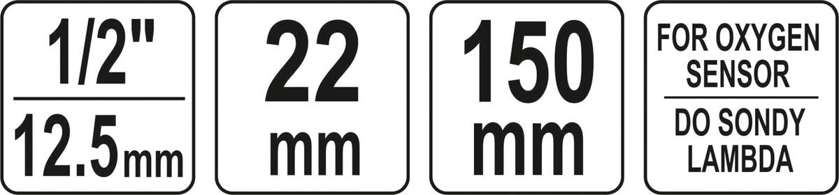 Deguonies jutiklio galvutė ilga | 150 mm | 12,5 mm (1/2") | 22 mm (YT-17513)