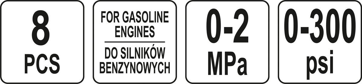 Kompresijos matuoklis benzininis | su antgaliais | 8 vnt. (YT-73022)