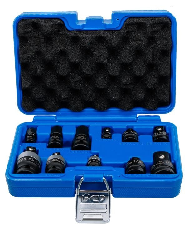Smūginių adapterių ir šarnyrų rinkinys | 6.3 mm (1/4"), 10 mm (3/8"), 12.5 mm (1/2") | 11 vnt (25146)