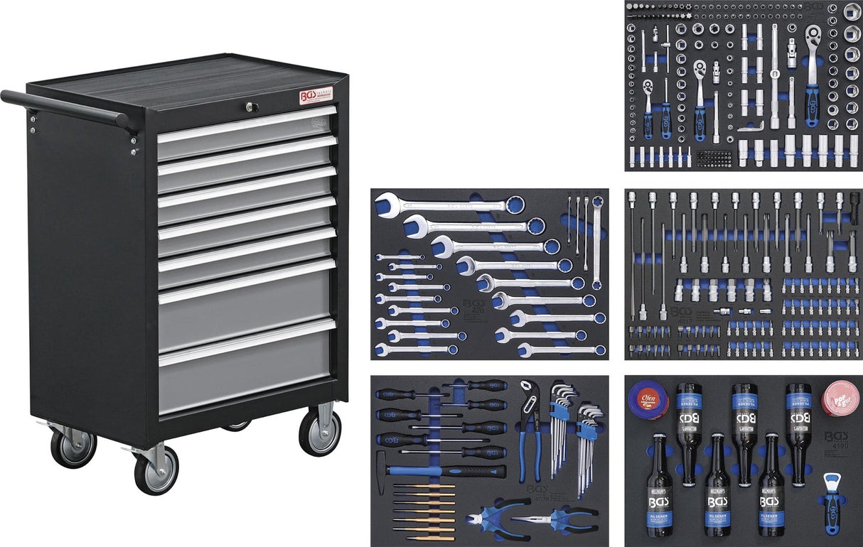 Įrankių spintelė su ratukais | 7 stalčiai | su 354 įrankiais (4209)