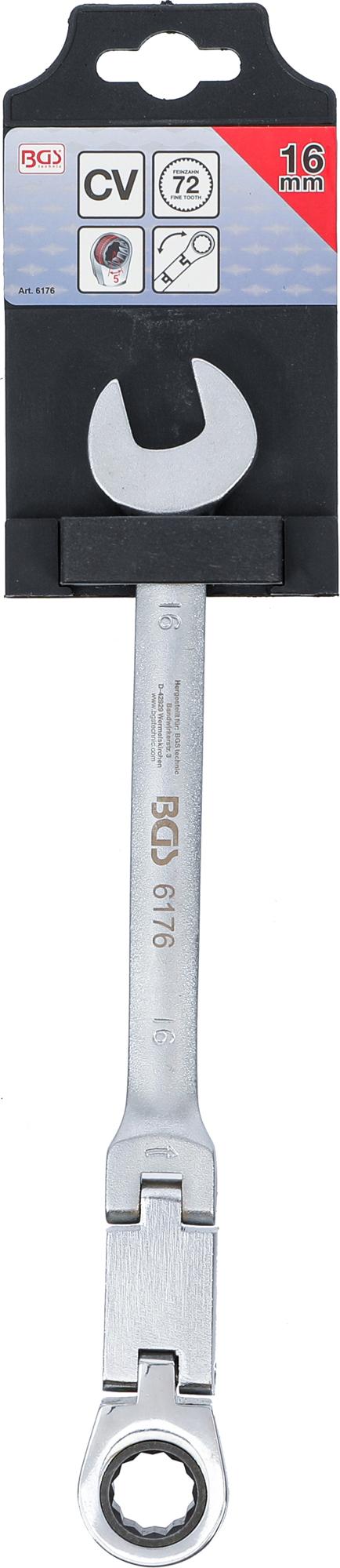 Kombinuotas raktas su terkšle | dvigubas šarnyras | 16 mm (6176)