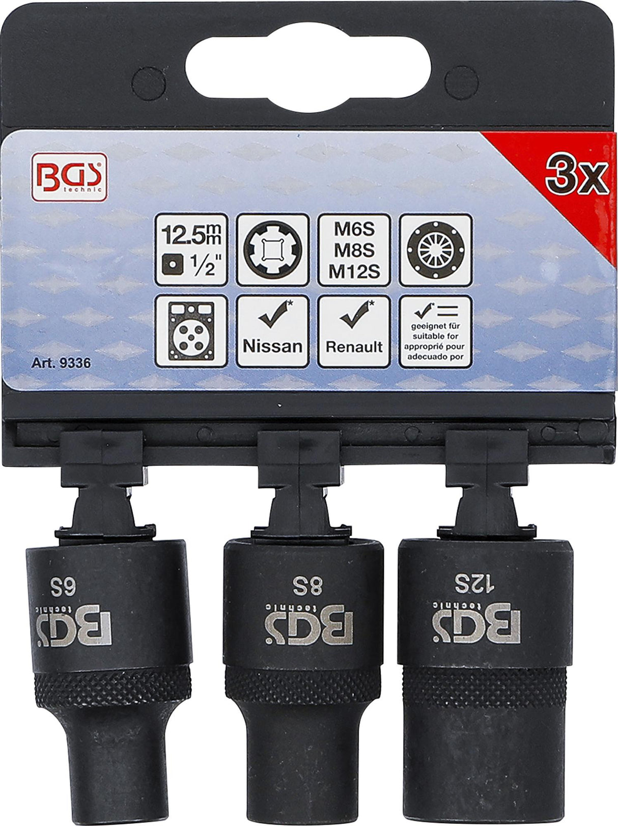 Galvučių rinkinys | Spline (Ribe) M6S, M8S, M12S | 3 vnt. (9336)