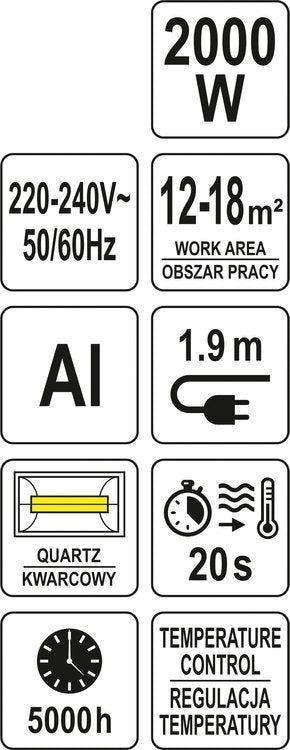 Kvarcinis / Infraraudonųjų spindulių šildytuvas | 2000W (YT-99530)