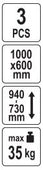 Sulankstomų stalų kompl. | 3 vnt. | reg. aukščio (29430)