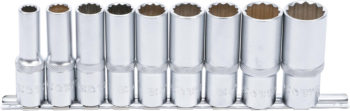 Galvučių rinkinys 12 kampų, ilgos | 12,5 mm (1/2") | 10 - 24 mm | 9 vnt. (5253)