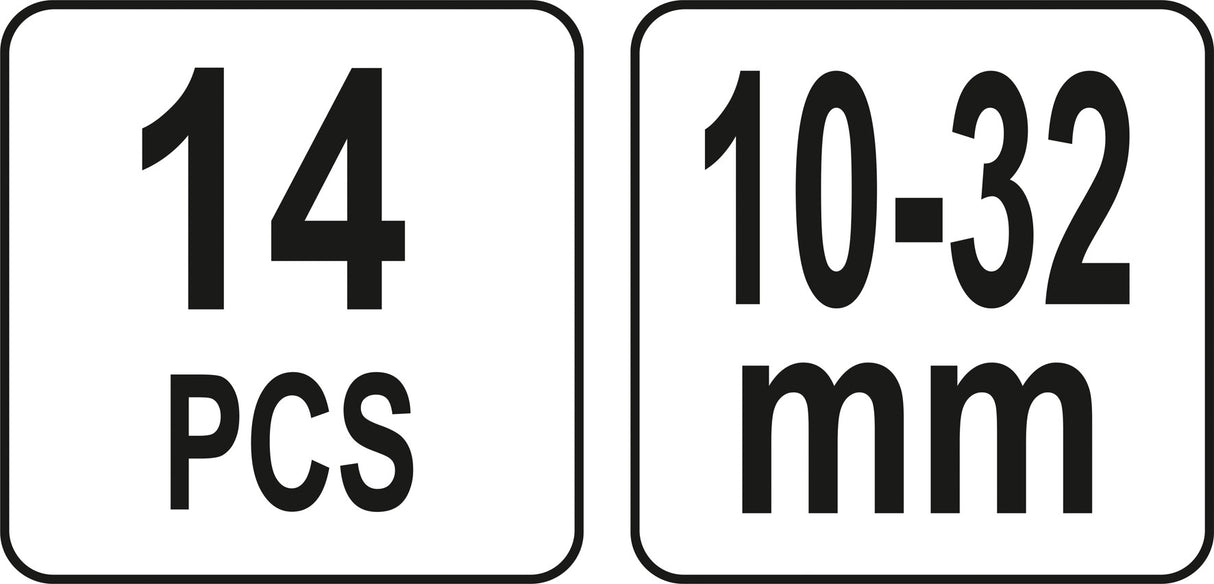 Kombinuotų raktų rinkinys | perlenkti | 10-32 | 14 vnt. (YT-01865)