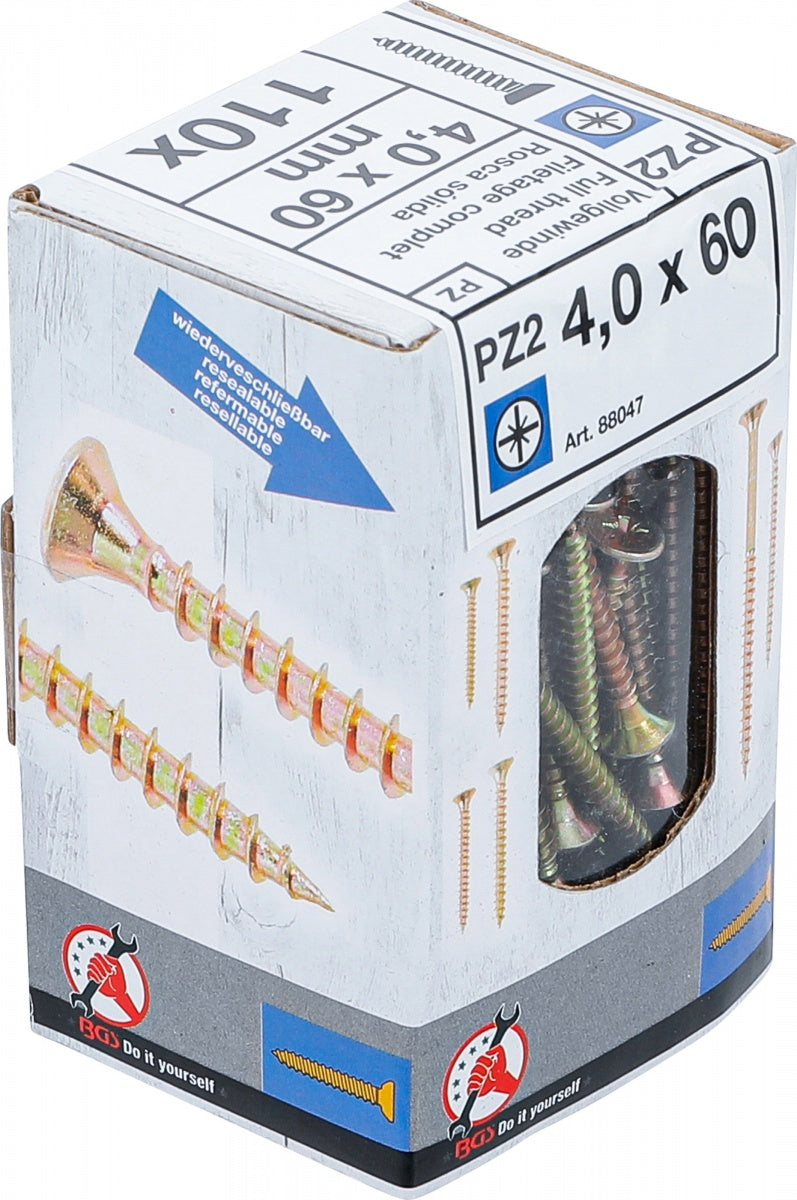 Universalūs varžtai | Cross Slot PZ2 | 4.0 x 60 mm | 110 vnt. (88047)