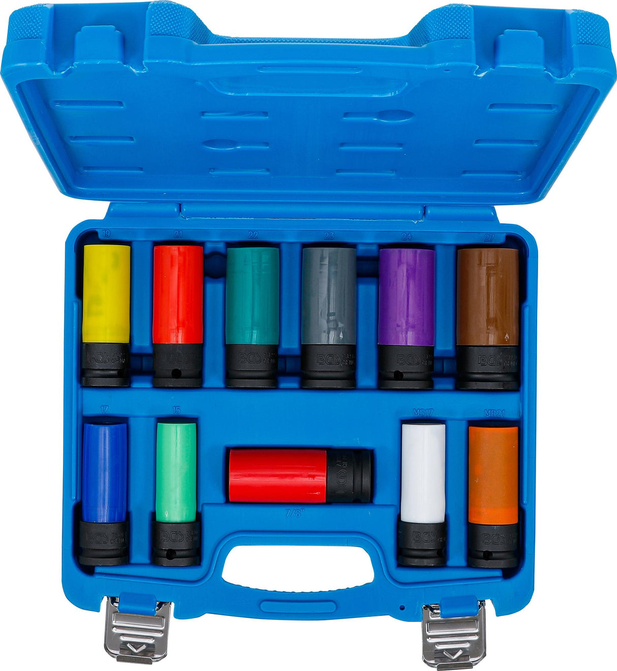 Apsauginių smūginių galvučių rinkinys | 12,5 mm (1/2") | 15 - 27 mm ir kitos specialios ratų galvutės | 11 vnt. (74254)