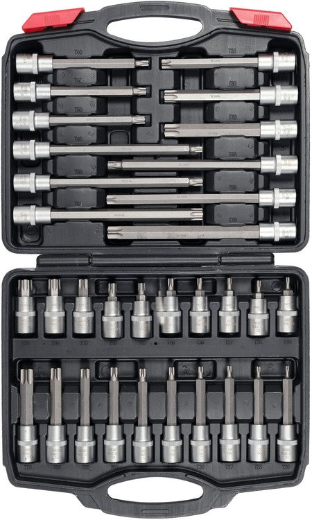 Įpresuotų antgalių rinkinys | 12,5 mm (1/2") | T-star (Torx) | 32 vnt. (YT-77541)