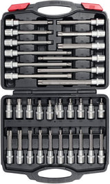 Įpresuotų antgalių rinkinys | 12,5 mm (1/2") | T-star (Torx) | 32 vnt. (YT-77541)