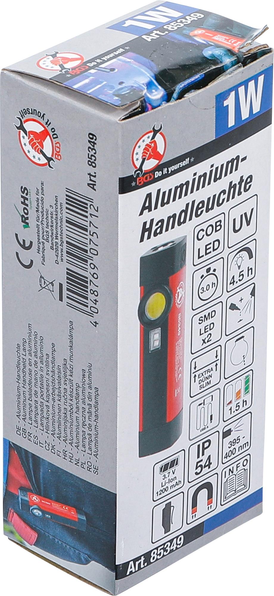 COB LED / UV-aliuminė rankinė lempa | 1 W (85349)