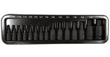 Smūginiai antgaliai | 6.3 mm (1/4") / 10 mm (3/8") / 12,5 mm (1/2") | T-Star (Torx) T6 - T70 | 15 vnt. (S1115)
