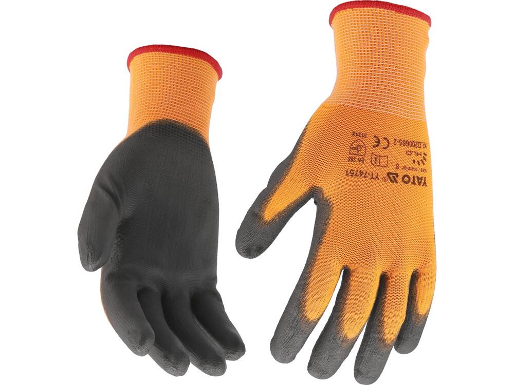 Darbo prštinės | poliesteris / dengta poliuretanu PU | tinka jutikliniams ekranaims | 9 dydis (YT-74752)