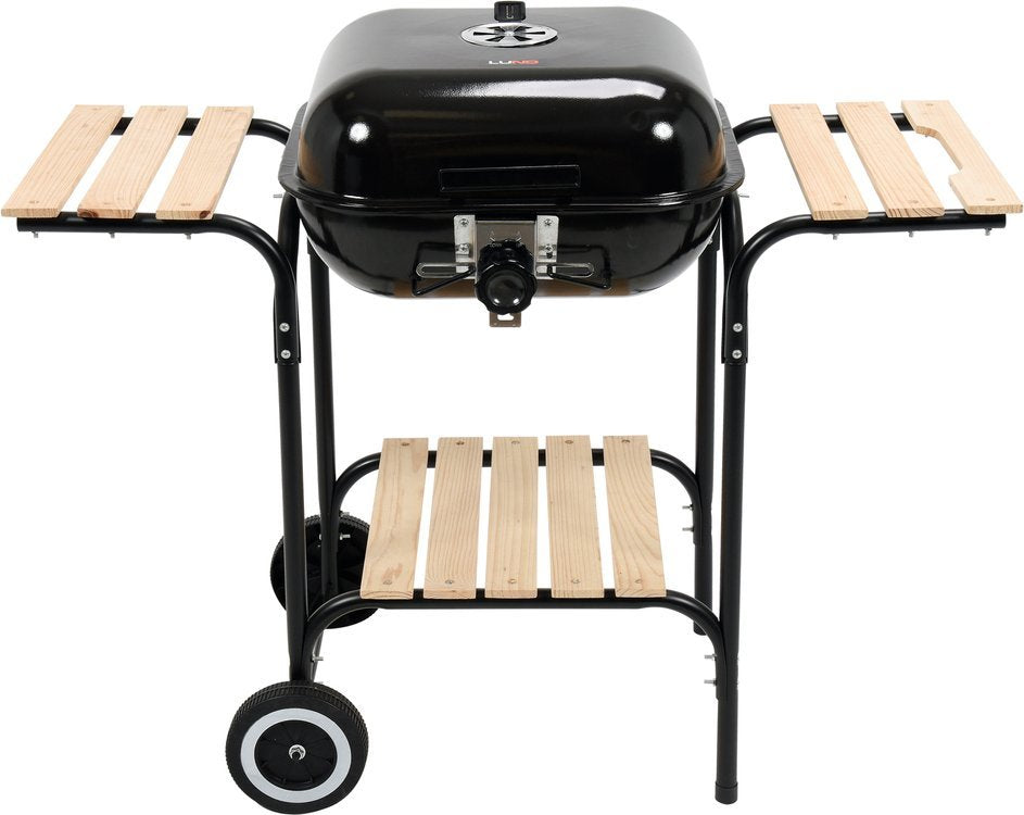 Lauko kepsninė / grilis | su dangčiu ir grotelėmis | medinės lentynos (99581)