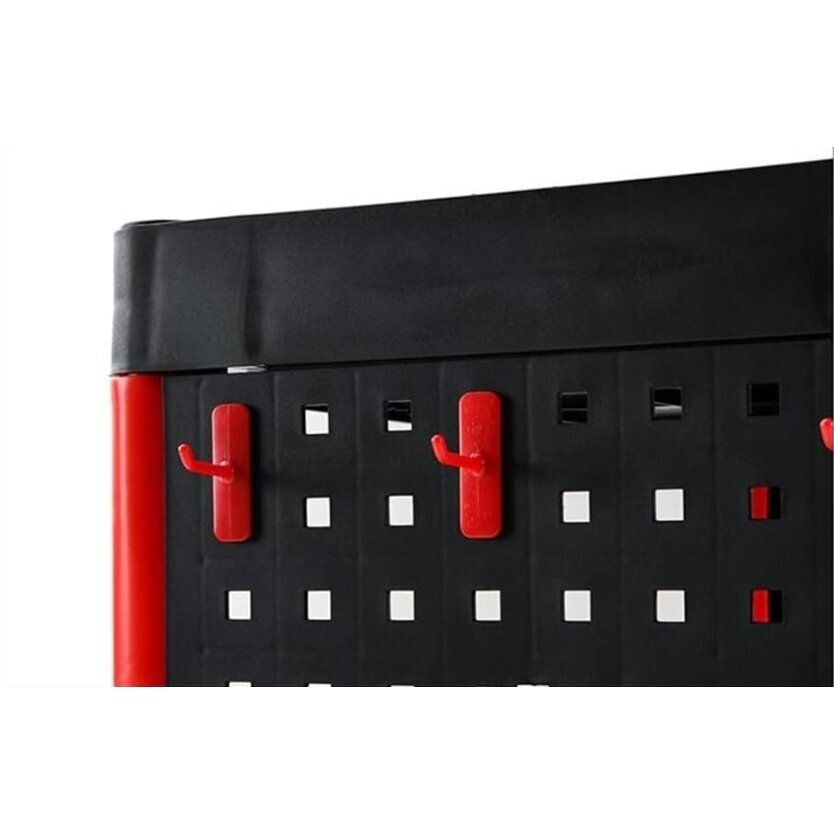 Dirbtuvių vežimėlis | 3 lygių kompozitas su dalių saugykla | + 2 perforacijos su 8 kabliukais (WT3P)