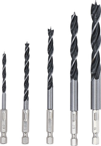 Grąžtų medžiui rinkinys | 1/4" antgalis | 6 - 14 mm | 5 vnt. (50799)