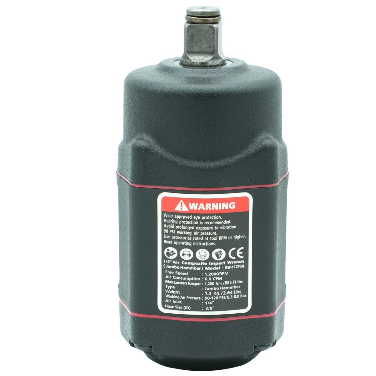 Pneumatinis smūginis veržliasukis | 12,5 mm (1/2") | 1200 Nm | trumpas (BW-112F3)