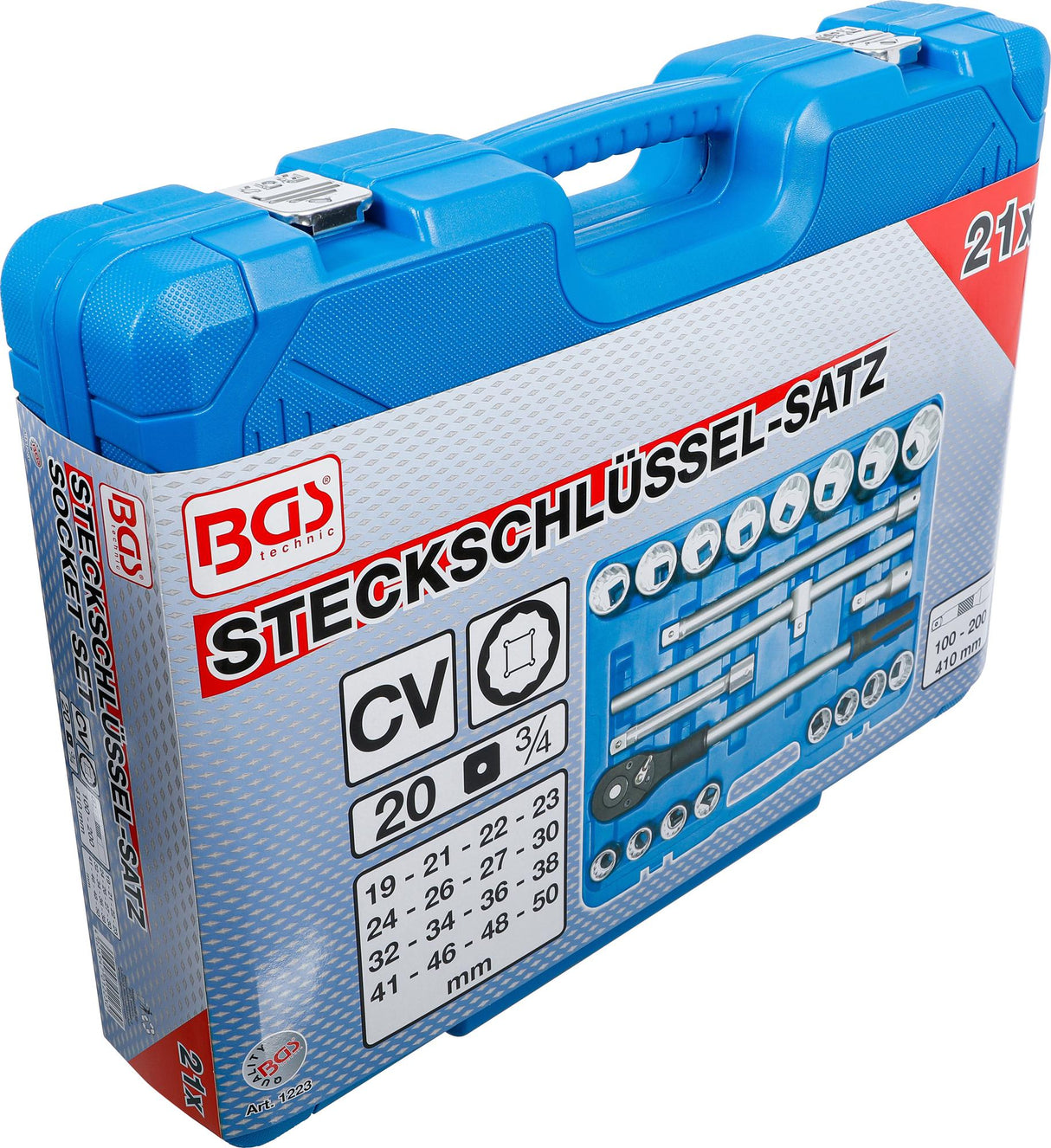 Galvučių komplektas 12 kampų | 20 mm (3/4") | 21 vnt. (1223)