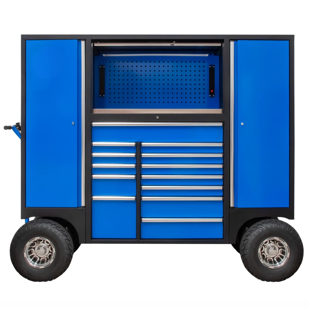 Įrankių spinta ant ratukų | 13 stalčių | mobili įranga ant ratukų | mėlyna (419900B)