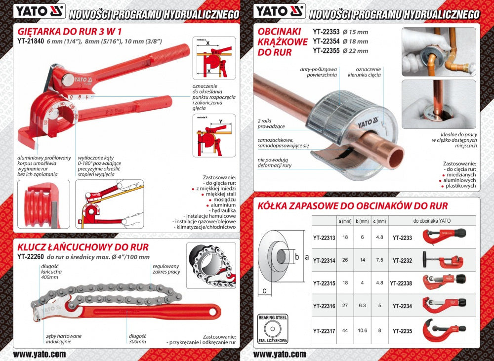Vamzdelių pjoviklis kompaktiškas 22mm (YT-22355)