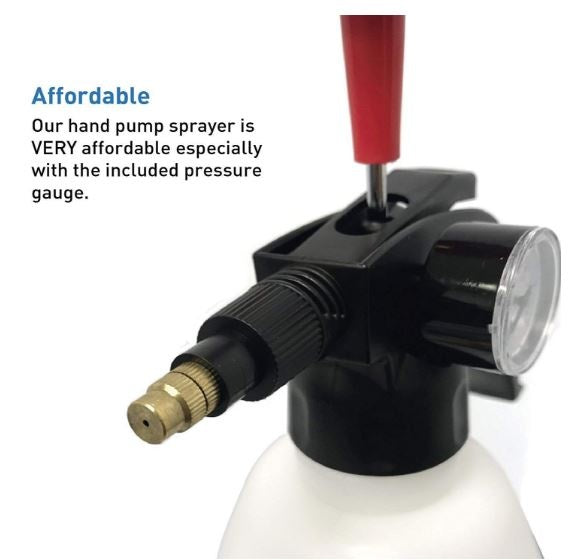 Rankinis purkštuvas su manometru | vožtuvas | plieninė pompa | 2 L (PS02G)