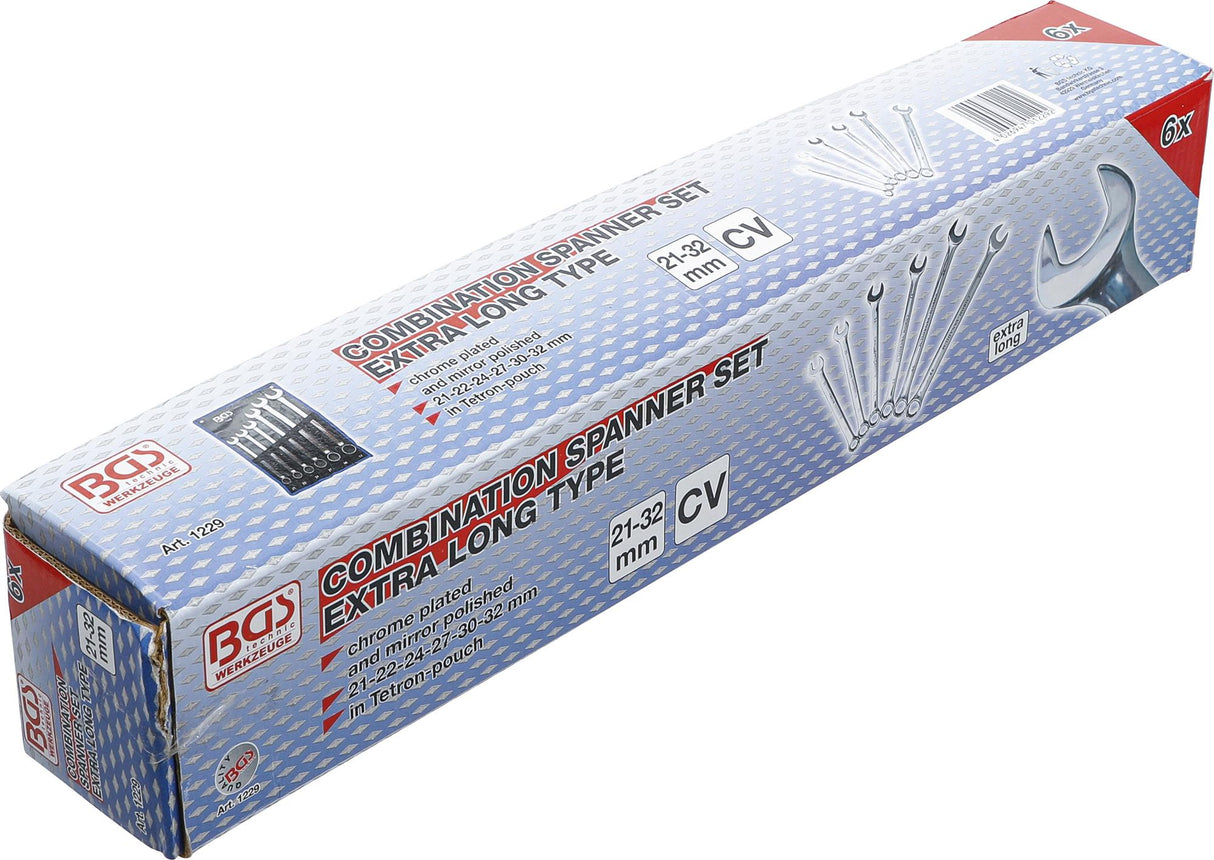 Kombinuotų pailgintų raktų komplektas | XXL | 21 - 32 mm | 6 vnt. (1229)