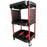 Dirbtuvių vežimėlis | 3 lygių kompozitas su dalių saugykla | + 2 perforacijos su 8 kabliukais (WT3P)