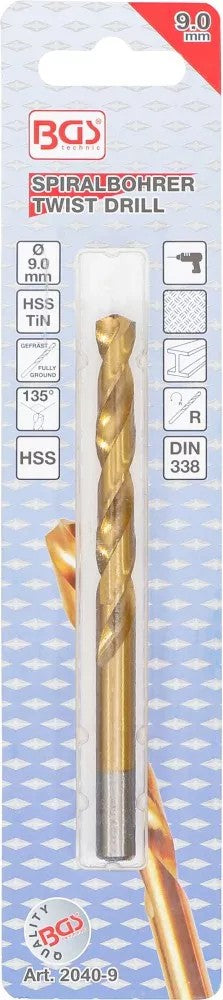 Grąžtas metalui | HSS-G | Titano nitridas | 9,0 mm (2040-9)