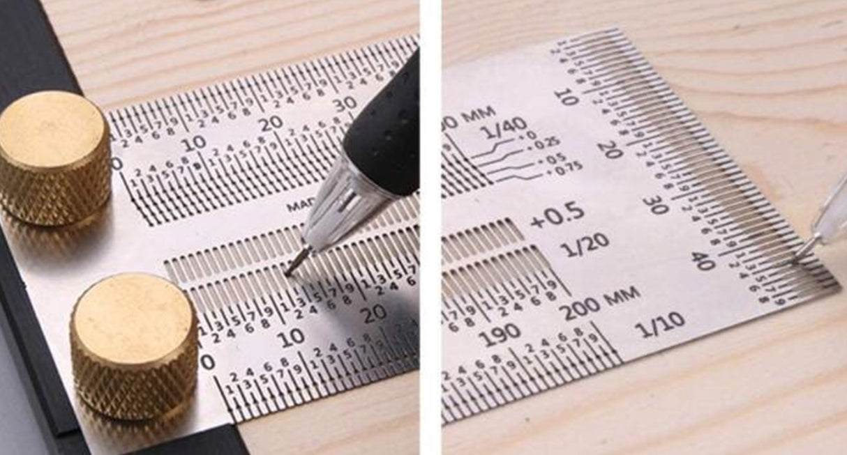 Žymėjimo / įbrėžimo liniuotė | nerūdijantis plienas | T formos | 200 mm (SR200)