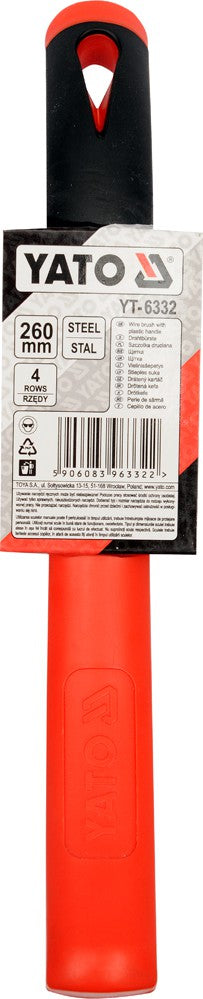 Vielinis šepetys plieninis, plastikine rankena | 4 eilutės (YT-6332)