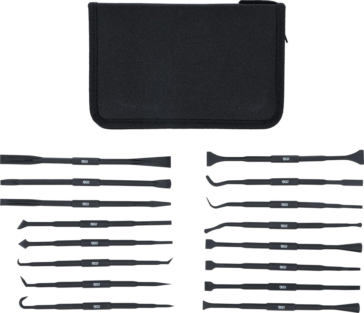 Plastikinis grandiklis ir kabliukai / krapštukai tarpinėms | išmontavimo įrankių rinkinys | 16 vnt. (70919)
