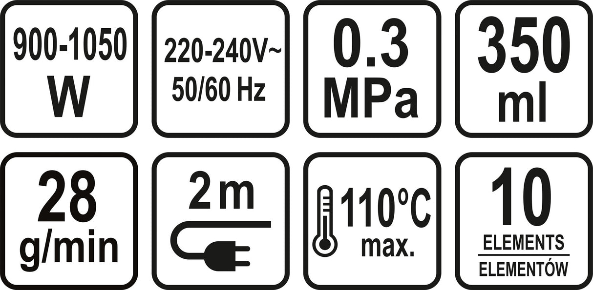Valymo garais įrenginys | 10 aksesuarų | 900-1050 W (67200V)