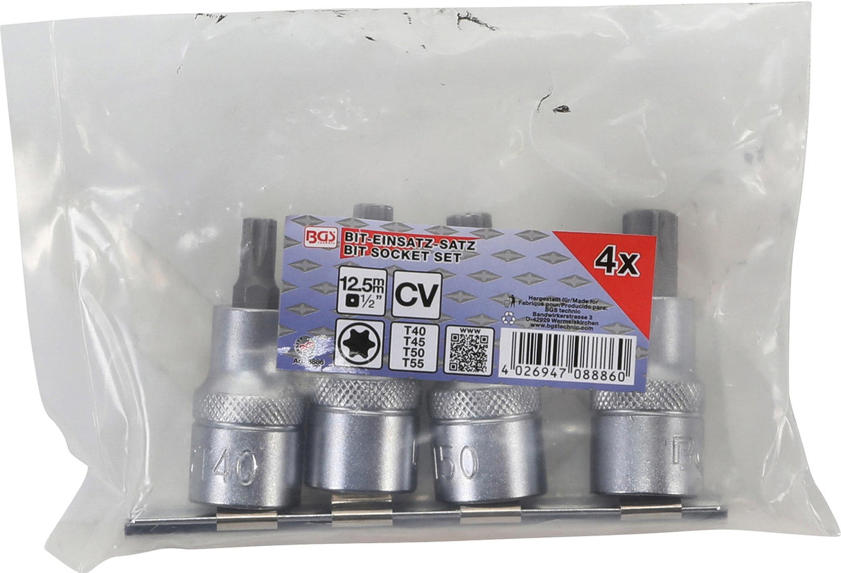 Įpresuotų antgalių rinkinys | 12.5 mm (1/2") | T-Star (Torx) T40 - T55 | 4 vnt. (8886)