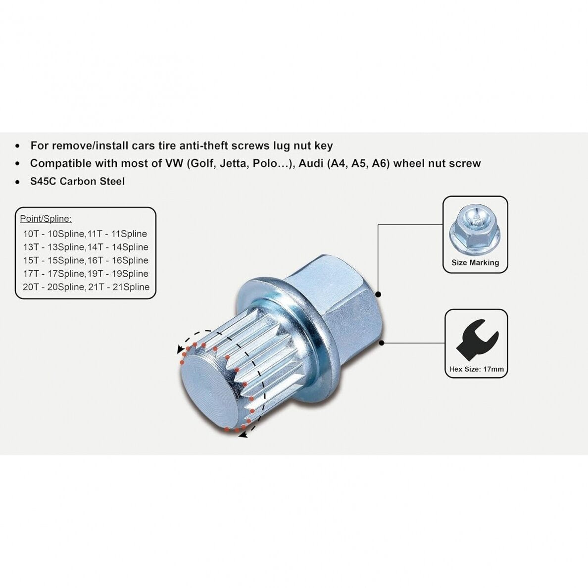 Ratų varžtų užraktų rinkinys | VAG | 12 vnt. (H4020)