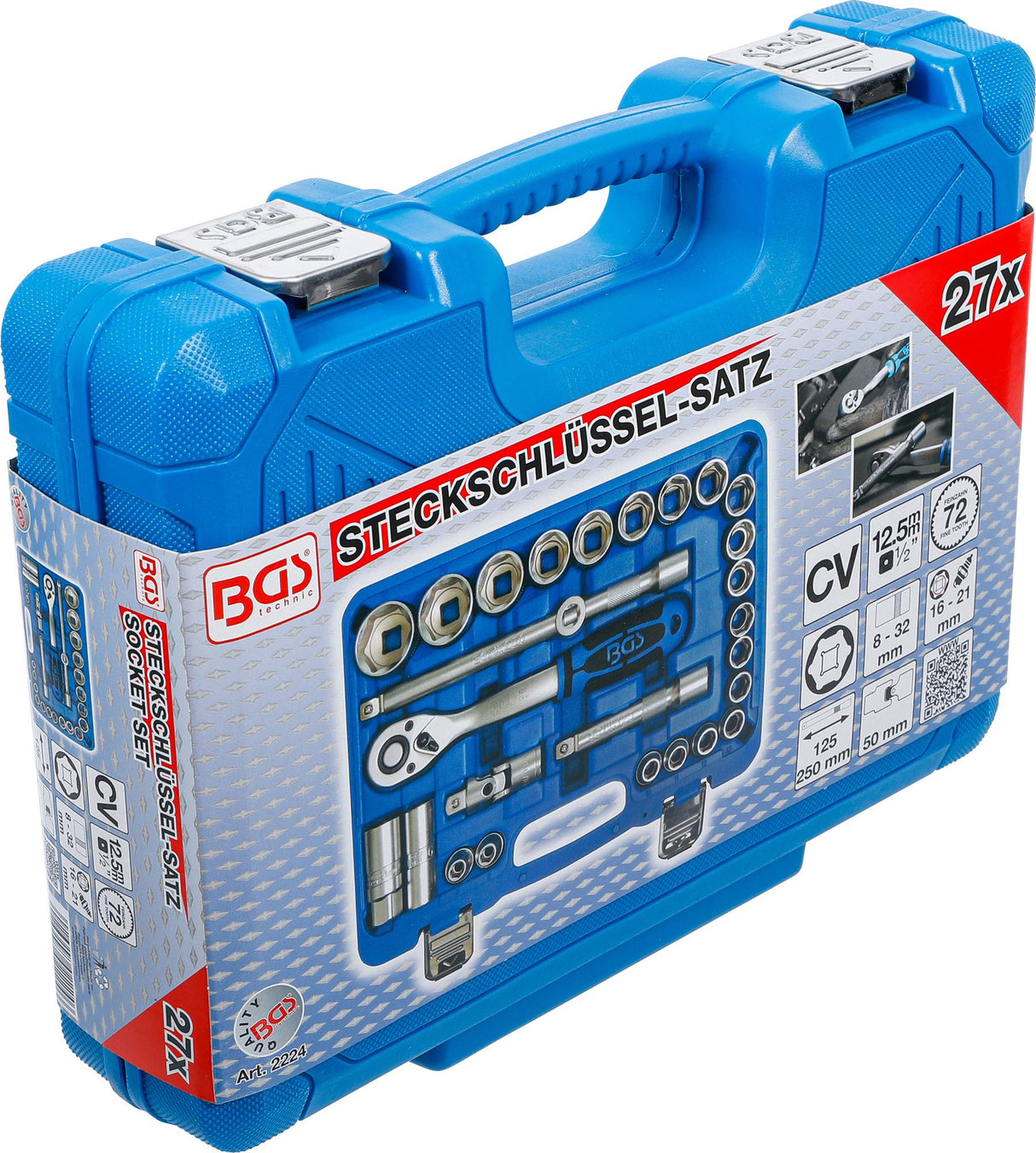 Galvučių komplektas | 12,5 mm (1/2") | 8 - 32 mm | 27 vnt. (2224)