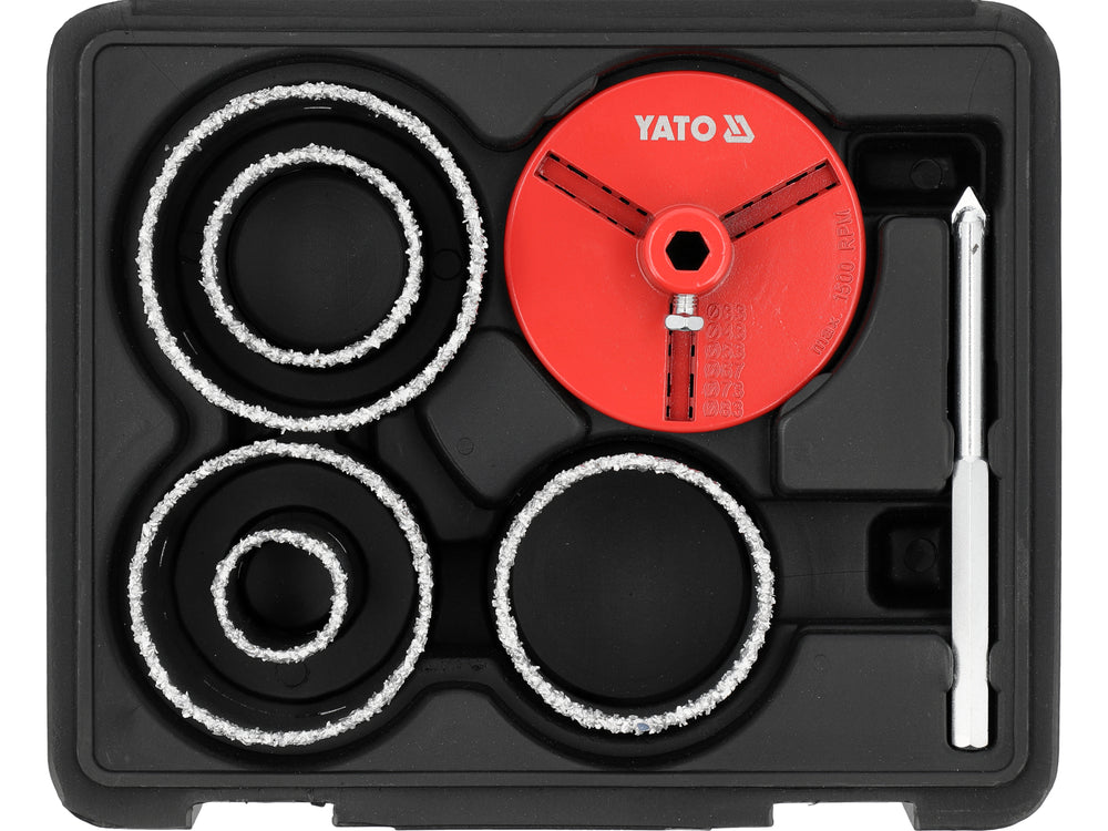 Volframinių gręžimo karūnų rinkinys | 33-53-67-73-83 mm | 7 vnt (YT-43920)