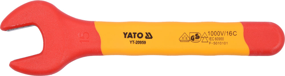 Изолированный гаечный ключ для электрика открытый 15 mm VDE