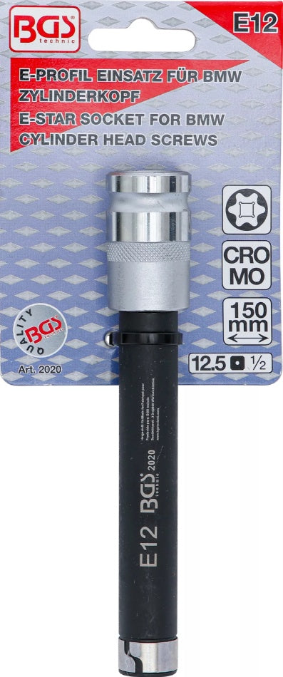 BMW cilindro galvutės E tipo tipo galvutė | 150 mm | 12,5 mm (1/2") | E12 (2020)