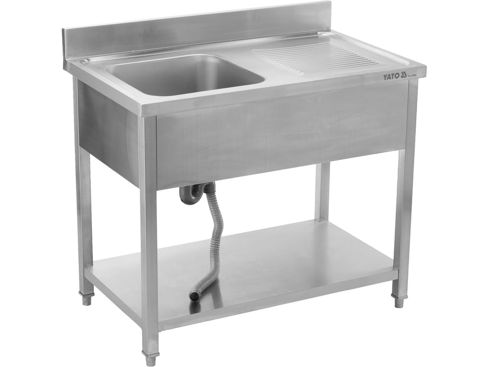 Nerūdijančio plieno stalas su praustuve | 100 x 60 cm (YG-30900)